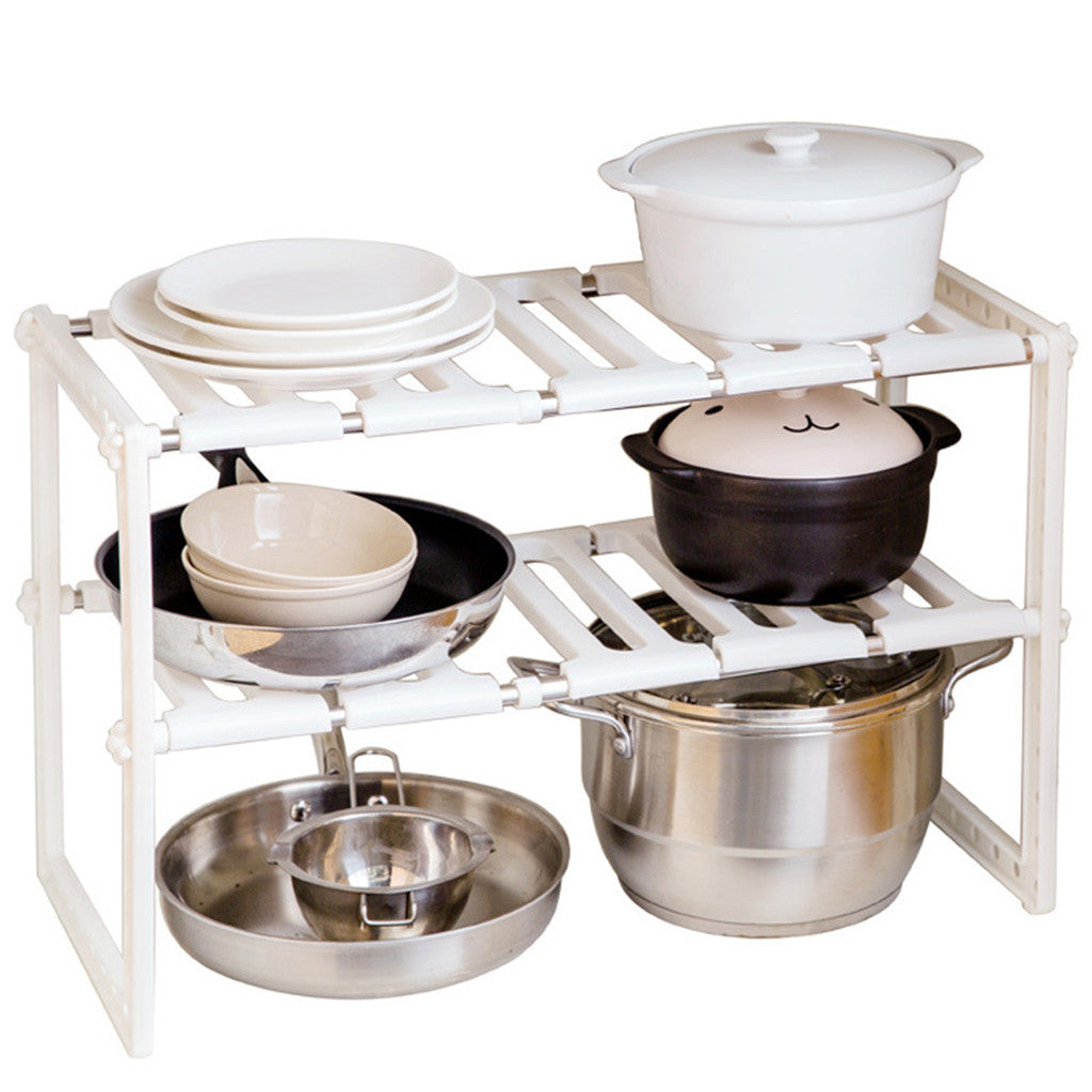 Under Sink 2 Tier Expandable Shelf Organizer for kitchen cabinet storage