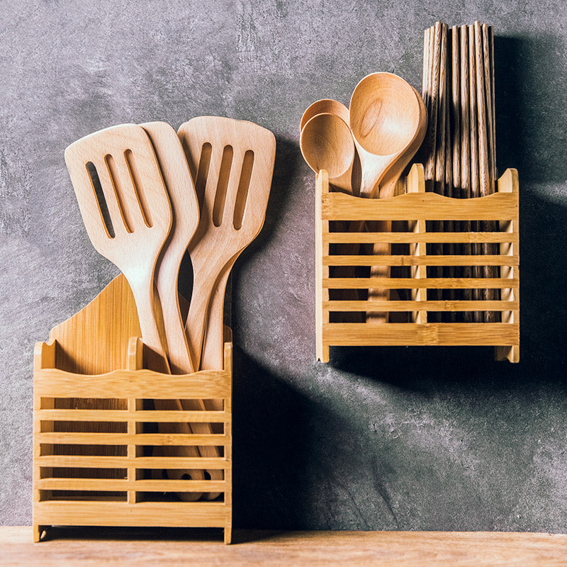 Wall Mounted Chopstick Holder made from bamboo and wood