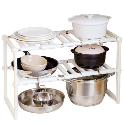 Under Sink 2 Tier Expandable Shelf Organizer for kitchen cabinet storage
