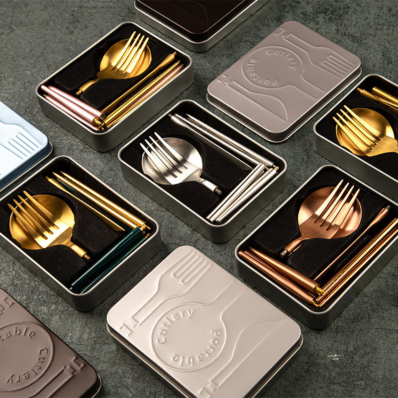 Stainless Steel Portable Cutlery Set with travel case
