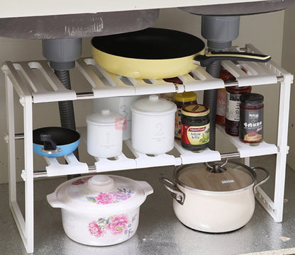 Under Sink 2 Tier Expandable Shelf Organizer for kitchen cabinet storage