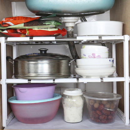 Under Sink 2 Tier Expandable Shelf Organizer for kitchen cabinet storage