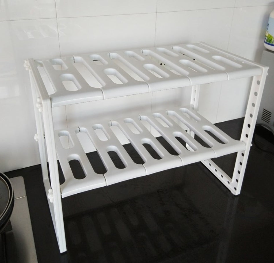 Under Sink 2 Tier Expandable Shelf Organizer for kitchen cabinet storage