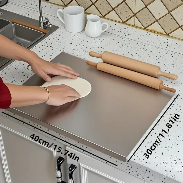 Stainless Steel Cutting Board with lip for kitchen countertop